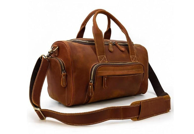mens brown leather travel bag for luggage