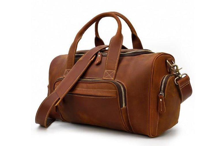 brown leather travel crossbody bag