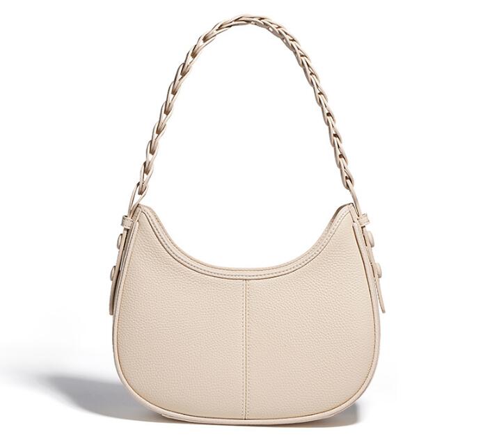 White Leather Tote Handbag For Women