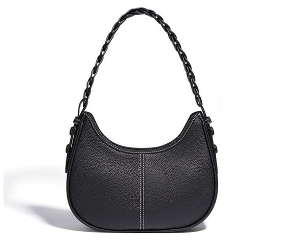 Black Leather Tote Handbag For Women