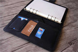 black leather binder notebook