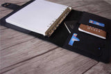 handmade leather binder black