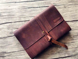 embossed brown leather journal