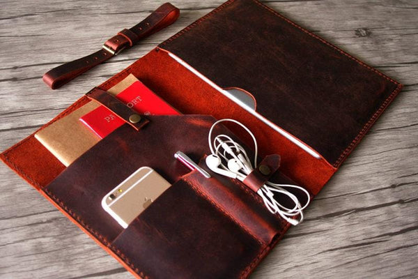 iPad mini zipp case / Leather iPad mini folio / Handmade leather mini –  Luscious Leather NYC