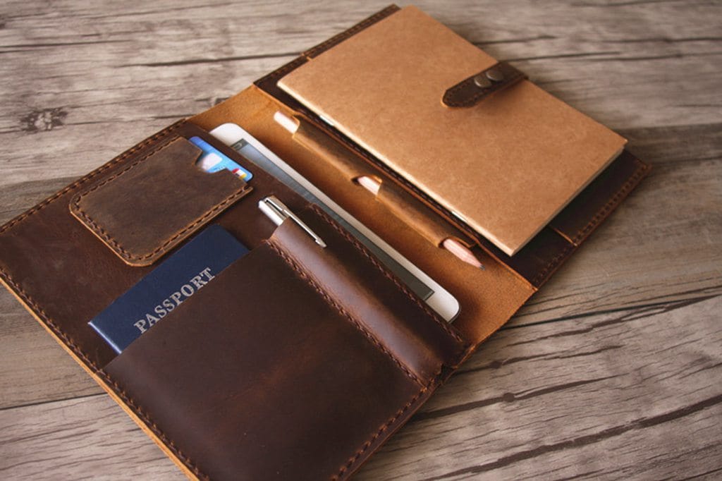 Customized Brown Leather Traveler's Notebook Journal with Pen Holder –  LeatherNeo