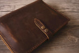 handmade brown leather a5 notebook cover with pen holder