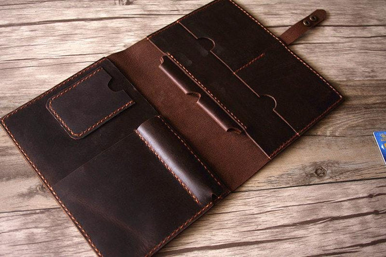 coffee leather art padfolio