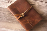 distressed brown leather baby memory book album