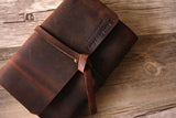 rustic brown leather blank notebook