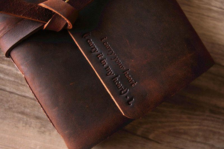 blank leather notebook bound