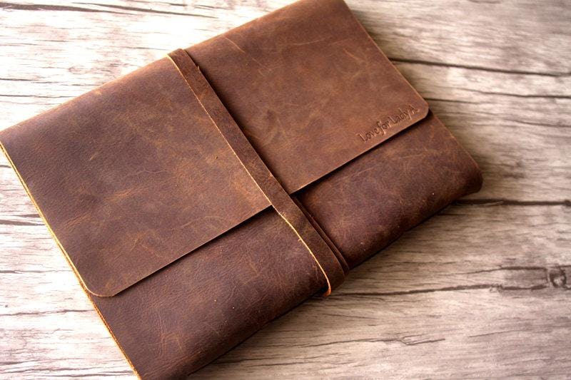 Personalized Dsitressed Leather Photo Albums 8X10 Memory Book