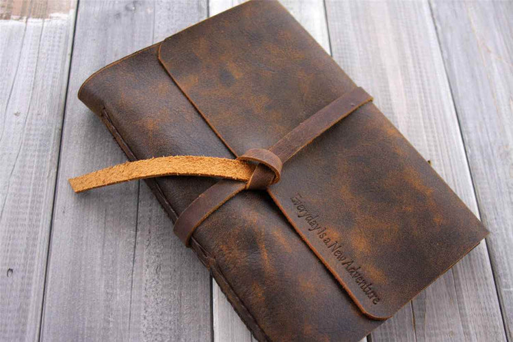 brown leather bound journal