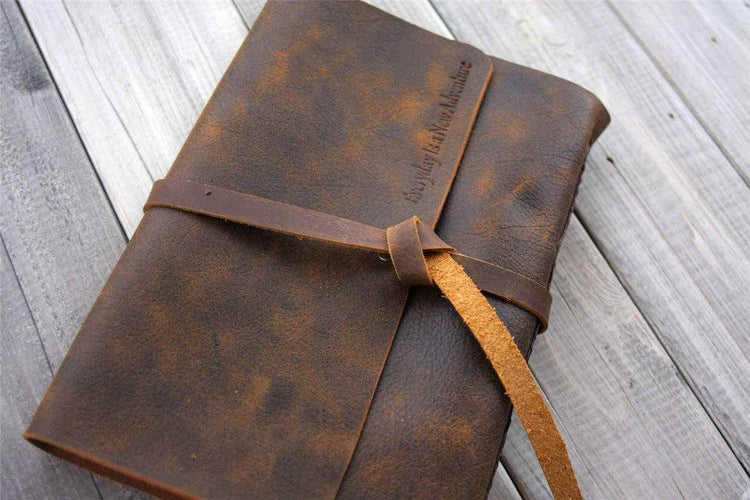 leather bound journal with tie