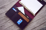 purple leather binder planner with zipper storage