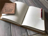lined paper button notebook leather
