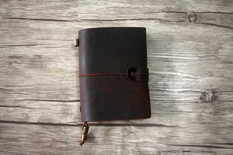 Personalized Rustic Leather Pocket Traveler's Notebook – LeatherNeo