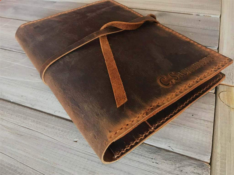 embossed distressed leather journal cover