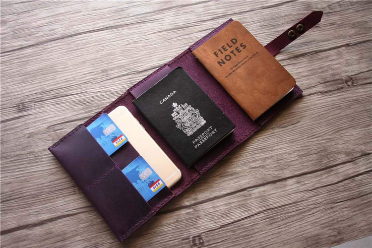 purple travel passport wallet