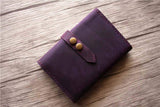 distressed purple leather passport wallet