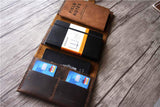 brown leather passport organizer