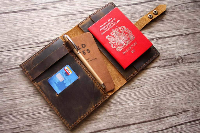 brown womens leather passport cover