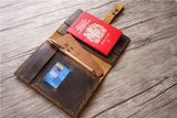 mens passport wallet with pen loop