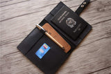black leather passport case