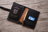 custom black leather passport holder