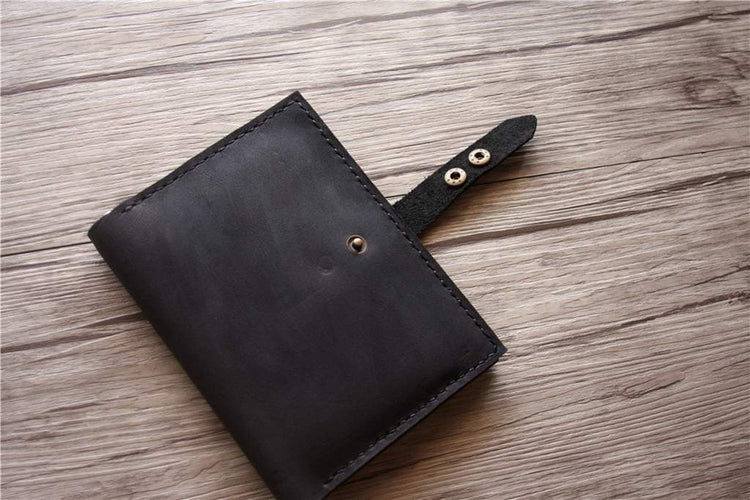 personalized black leather passport holder