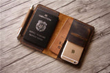 personalized leather passort wallet with card holder