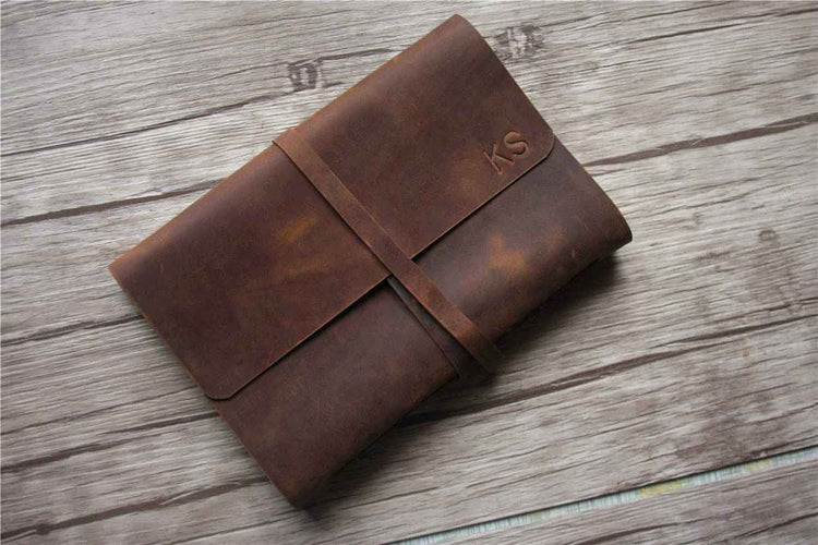 personalized brown leather notebook
