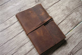 distressed brown leather school years memory book album