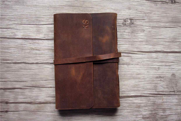Monogrammed leather bound journal