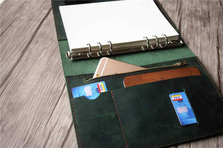 refillable leather planner binder notebook