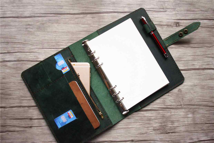 leather monthly planner notebook
