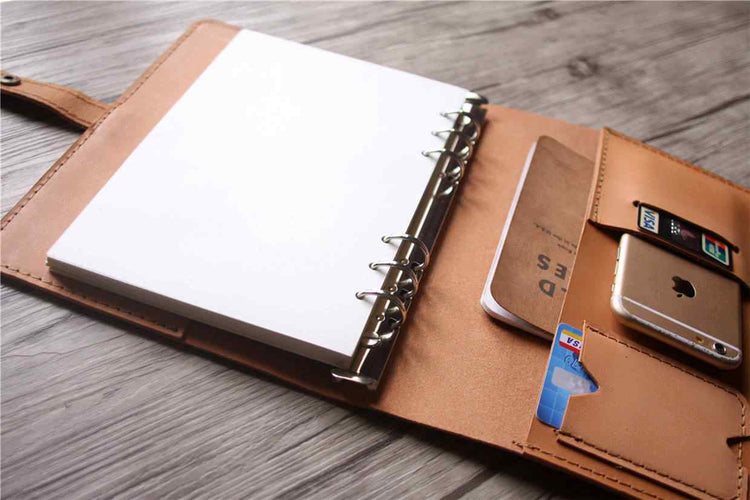 refillable leather weekly meal notebook