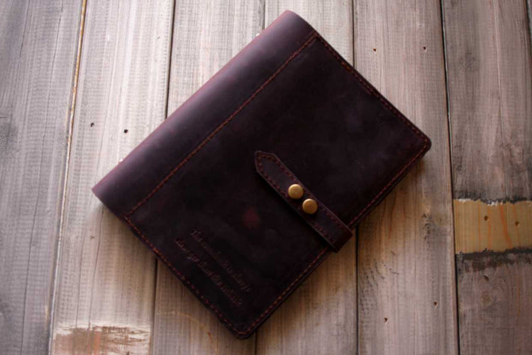 personalized engraved purple leather journal