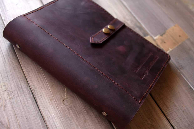 personalized engraved purple leather journal