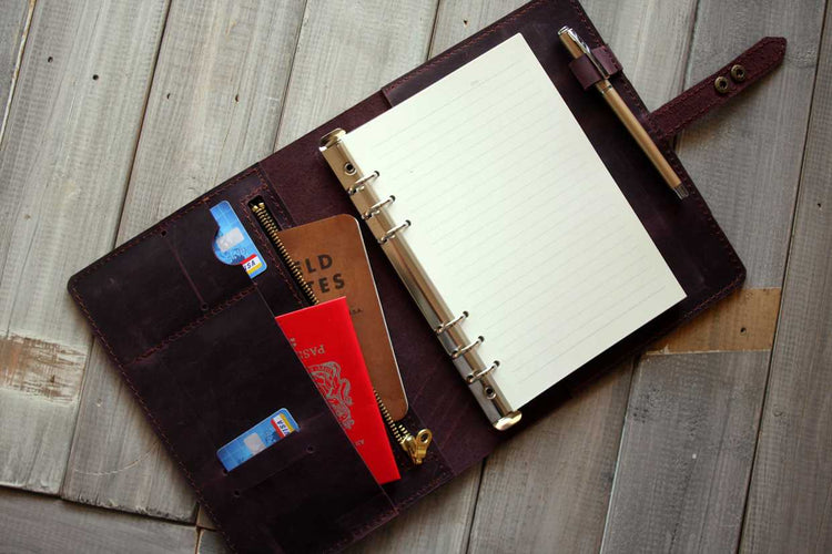 personalized engraved purple leather journal