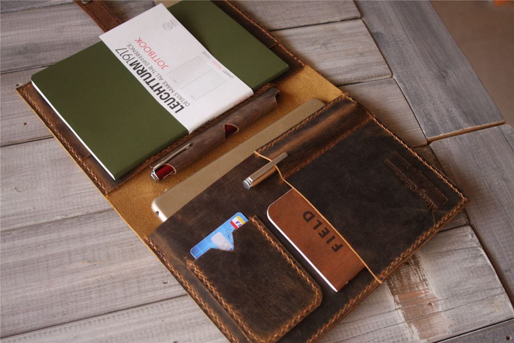 Customized Brown Leather Traveler's Notebook Journal with Pen Holder –  LeatherNeo