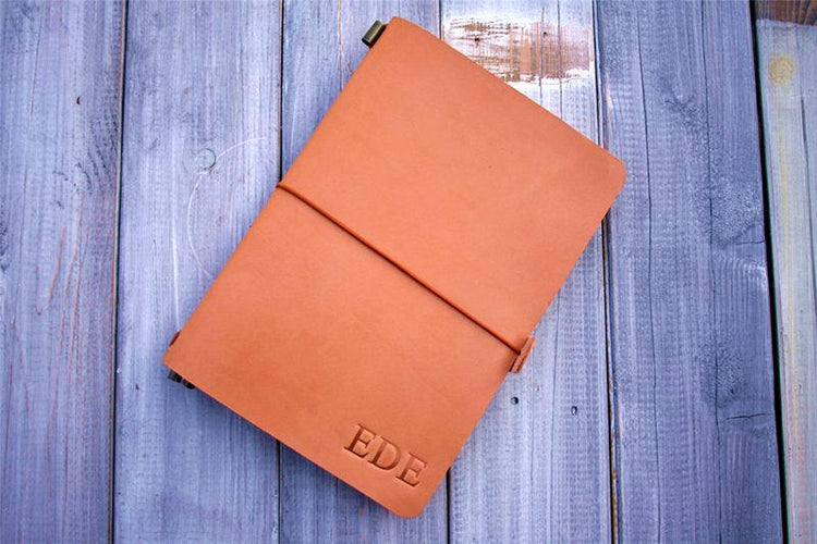 Personalized Brown Leather A5 Traveler's Notebook Cover