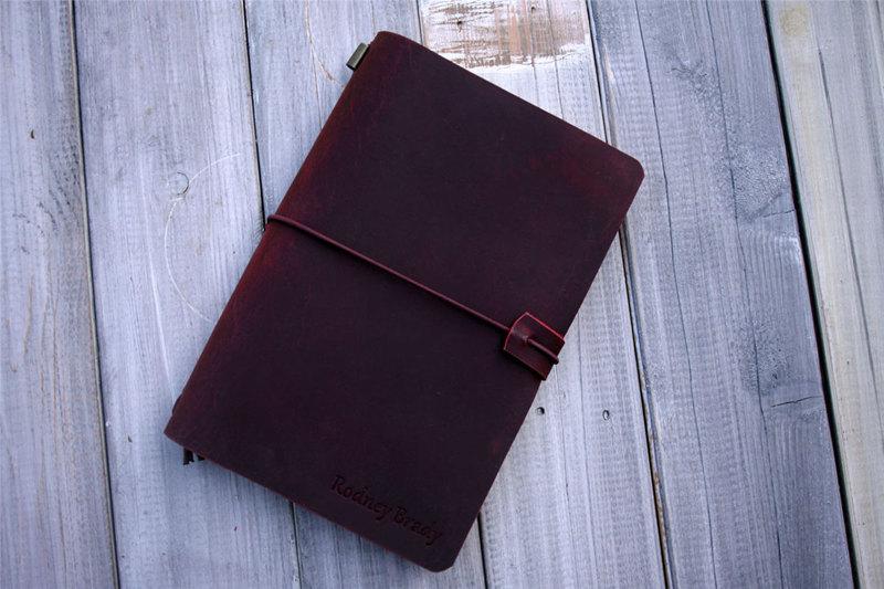 Personalized Brown Leather A5 Refillable Notebook Cover Holder – LeatherNeo