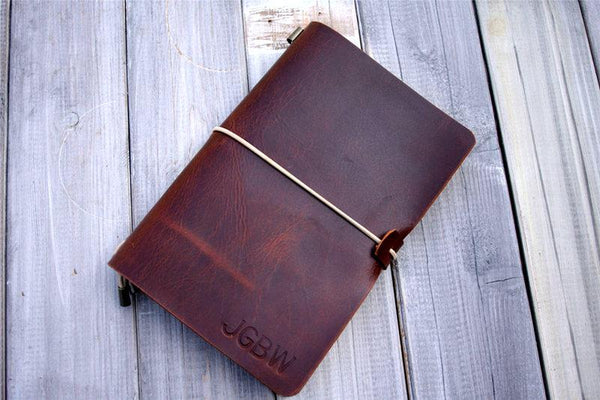 Personalized Leather Travel Bullet Journal Notebook