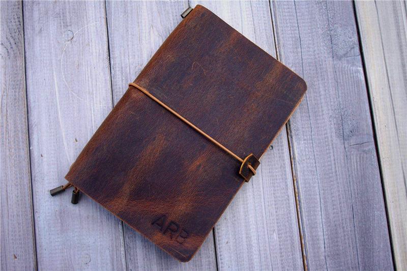 Rustic Notebook Personalized Rustic Leather Traveler's Notebook – LeatherNeo