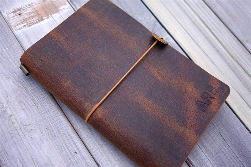 Personalized Rustic Leather Traveler's Notebook – LeatherNeo