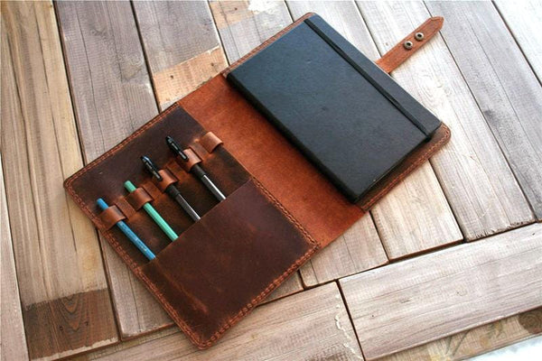 personalized leather notebook case