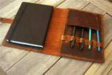 leather sketchbook cover with pen holder