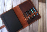 handmade leather sketchbook holder folio