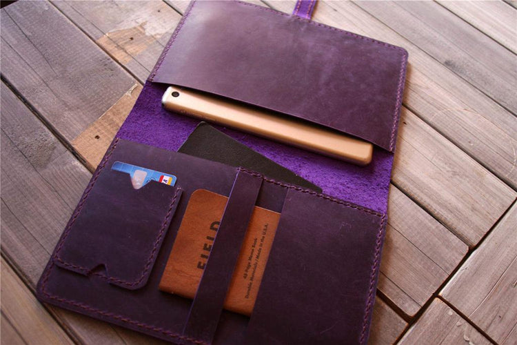 personalized purple leather forma sleeve