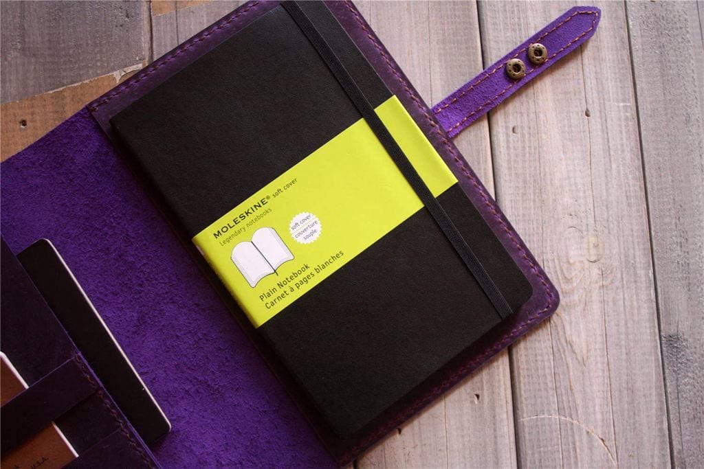 Personalized leather moleskine cover with pen holder – DMleather